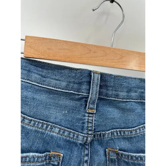 Everlane The Summer Medium Wash Blue Denim Busted Knee Jeans Women's Size 28 - Picture 3 of 9